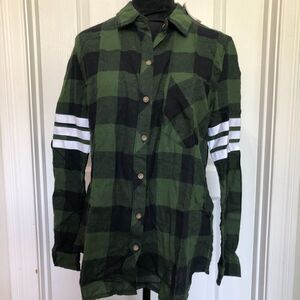Project 28 NYC Womens‎ Shirt Green M Check Cotton Button Up Long Sleeve NWT